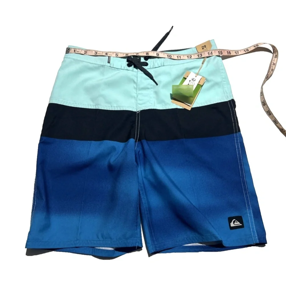 Quiksilver Boardshorts‎ Youth Size 29 Swim Trunks Blue Pocket & Drawstring NWT